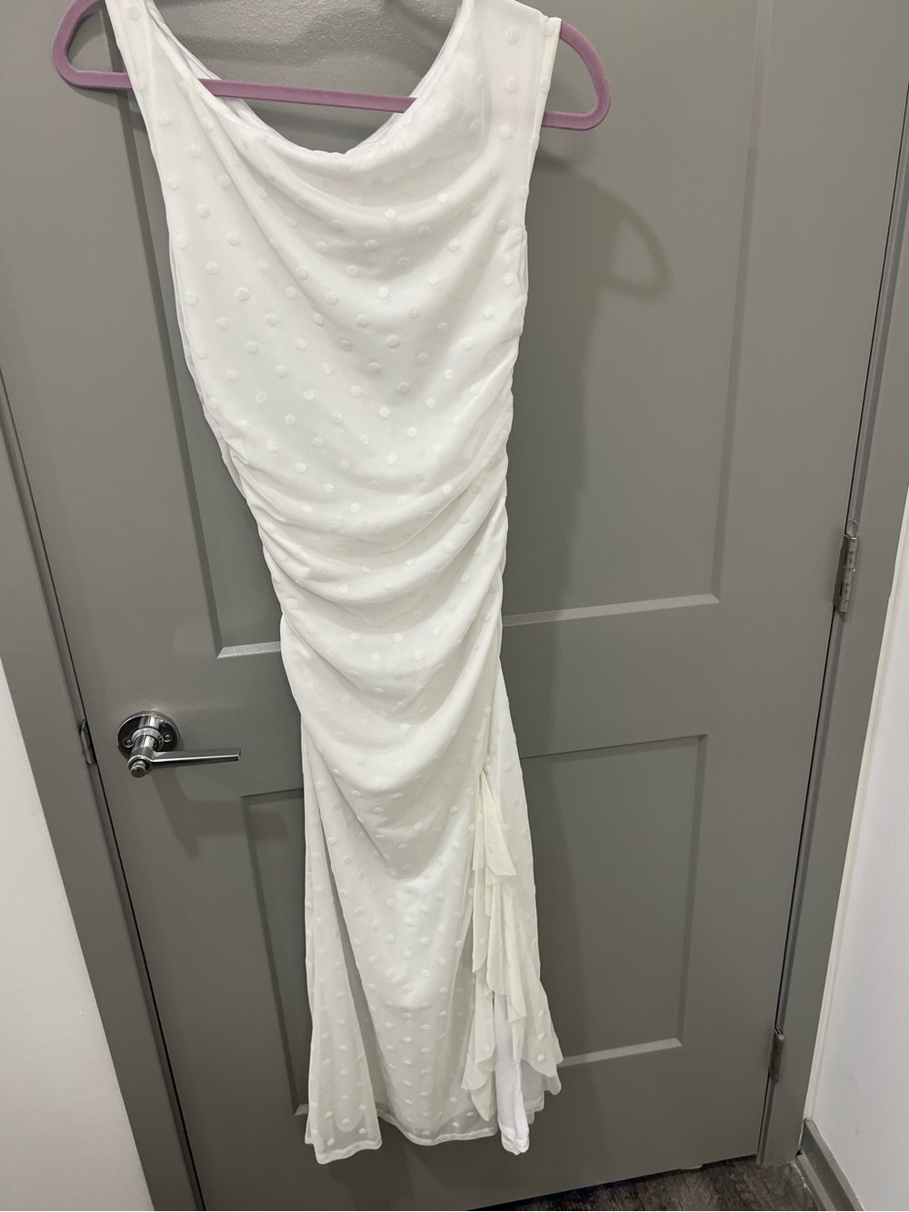 Altar'd State White Dotted Cowl Maxi Dress